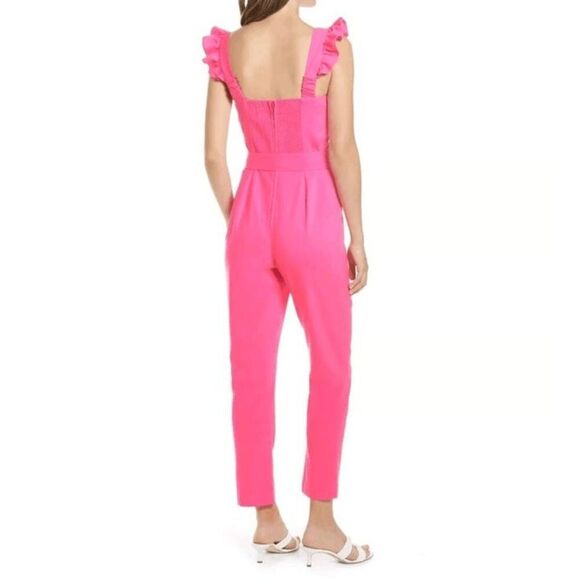 NWT Lilly Pulitzer Eppley Jumpsuit Prosecco Pink Sz 2 flutter/ruffle sleeve - Picture 2 of 11